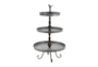 29 Inch 3 Tier Silver Metal Tray With Bird Handle - Material