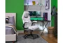 Theory White Rolling Office Gaming Desk Chair With Black Trim - Room