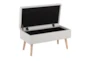 31" Beige Storage Bench With Natural Wood Legs - Front