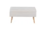 31" Beige Storage Bench With Natural Wood Legs - Front