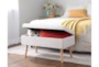 31" Beige Storage Bench With Natural Wood Legs - Room