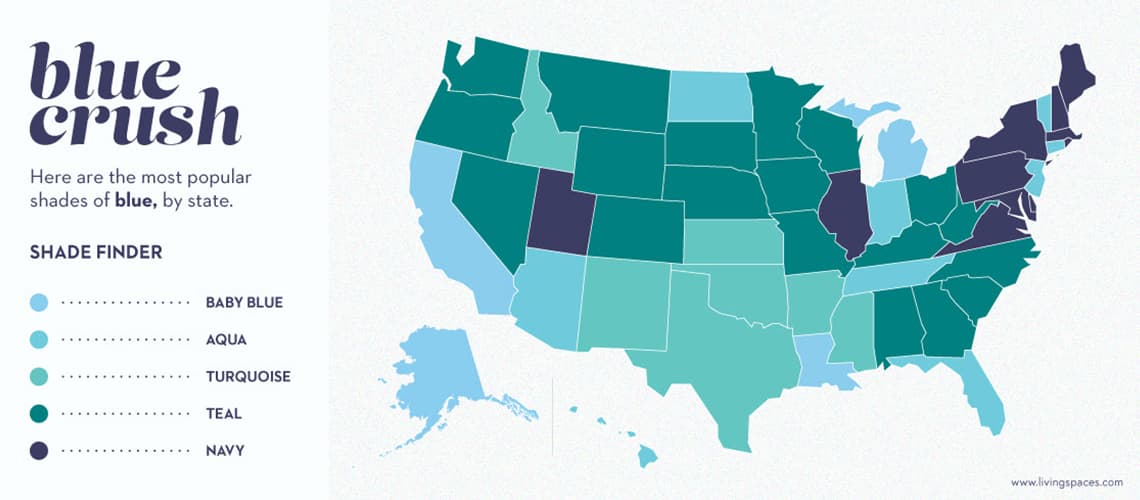 Blue, By State: Most Popular Shades (+ Decor Tips)