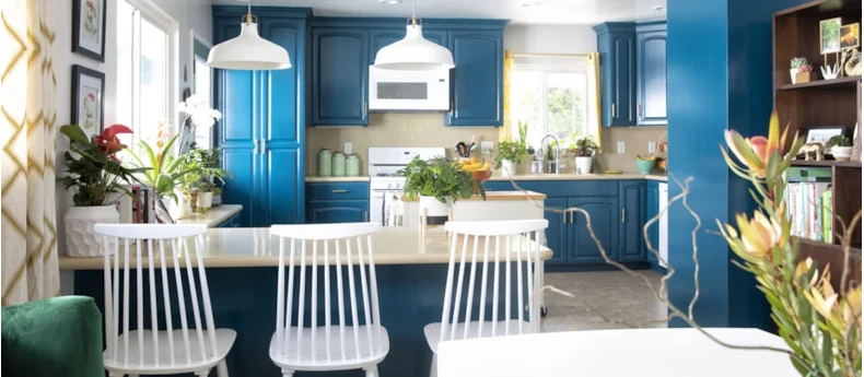 blue and white kitchen