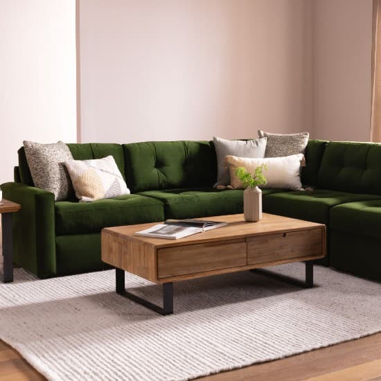 dark green sofa in living room square