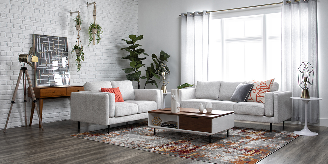 Modern Living Room with Aquarius II Light Grey Sofa | Living Spaces