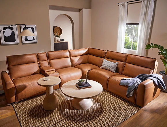 Modern Living Room with Thalia Round Coffee Table