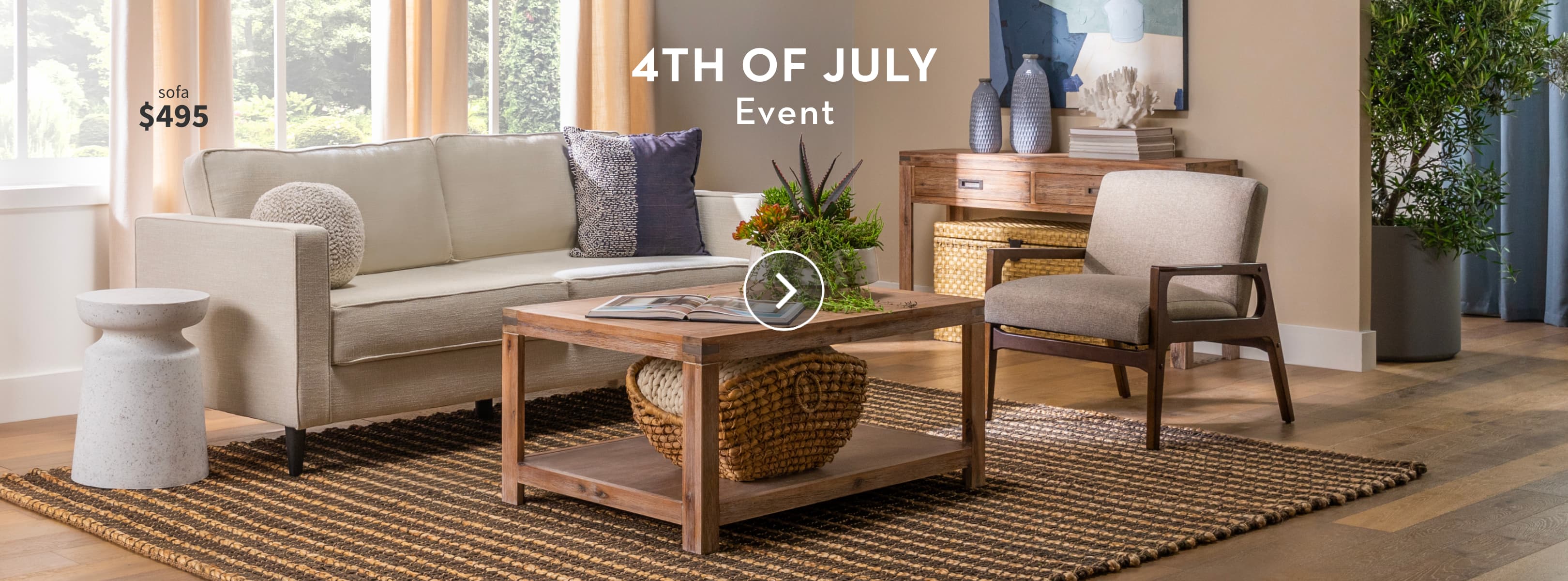 4th of July Event. sofa $495.
