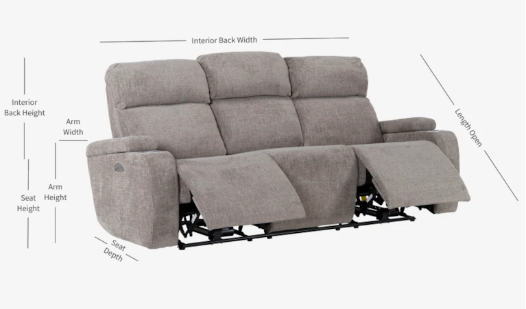 Ross Faux Suede Power Reclining Sofa with Power Headrest - Pewter