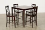 Percy Espresso Square Wood 42" Kitchen Counter With Stool Set For 4 - Back