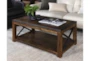 Tillman Brown Rectangle Lift-Top Coffee Table With Wheels + Storage Shelf - Room