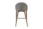 Grey Contract Grade Mid-Century Modern Curved Back 26" Counter Height Stool With Walnut Legs - Detail