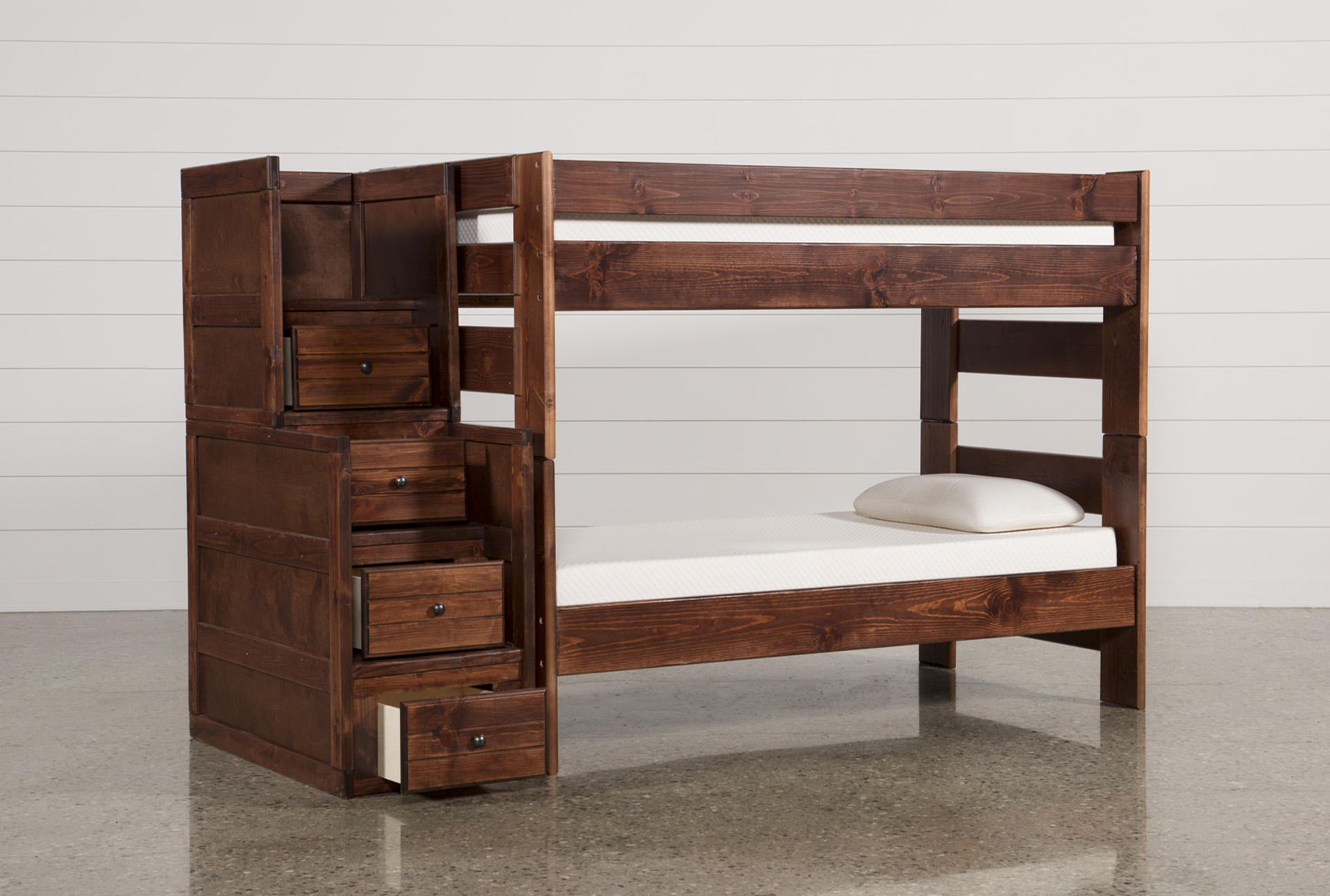 twin bunk beds with steps