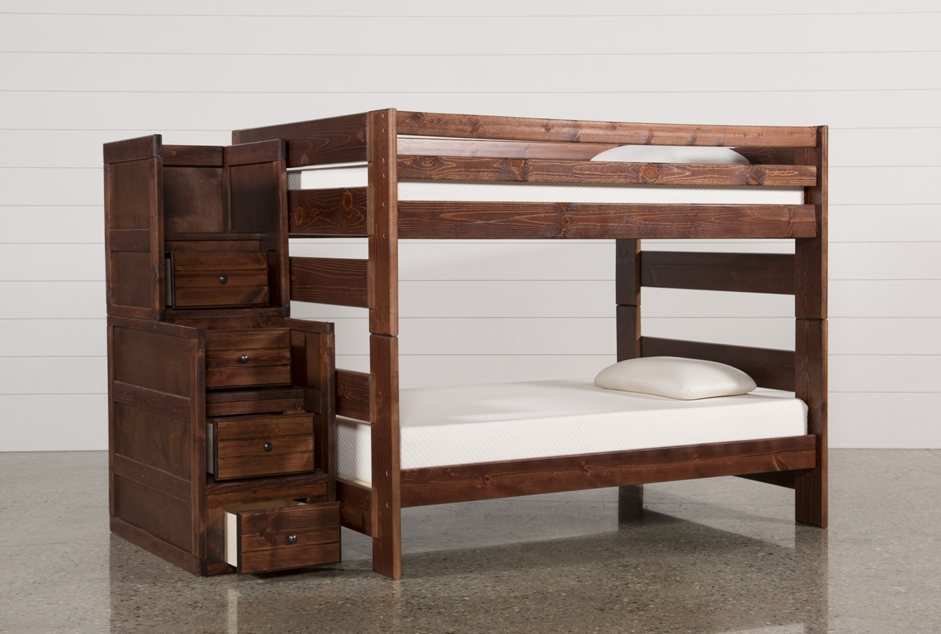 wood full bunk beds