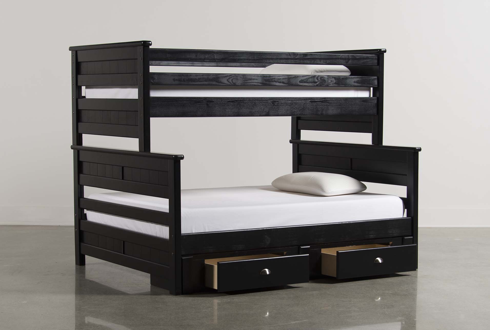 black wooden loft bed