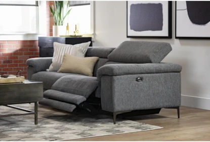 Talin Grey 85" Power Reclining Sofa with Adjustable Headrest & USB | Living  Spaces