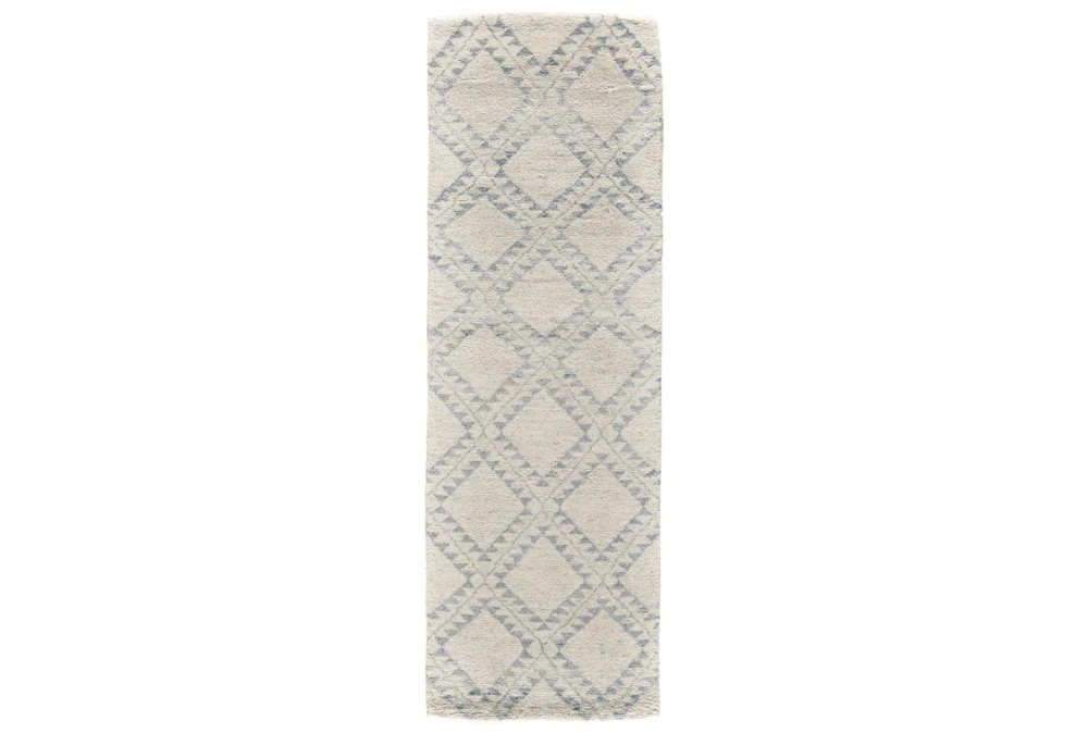 2'5"x8' Rug-Wool And Bamboo Hand Knotted Ice Blue
