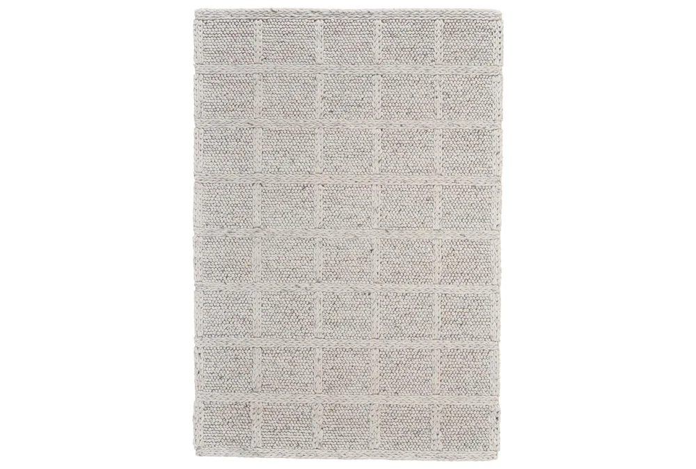 8'x11' Rug-Ivory Textured Handwoven Wool Grid