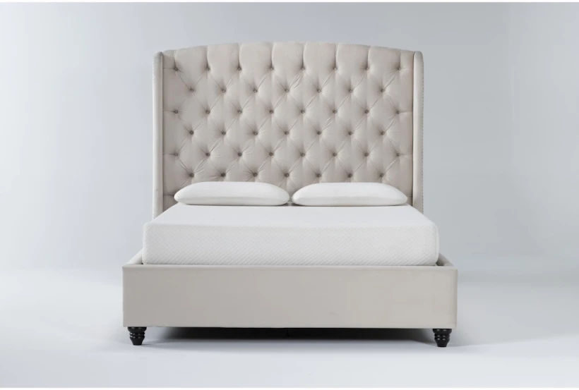 Mariah Queen Velvet Upholstered Panel Bed - 360