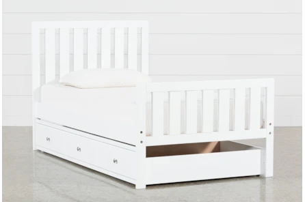 Taylor White Twin Slat Panel Bed With Trundle Living Spaces