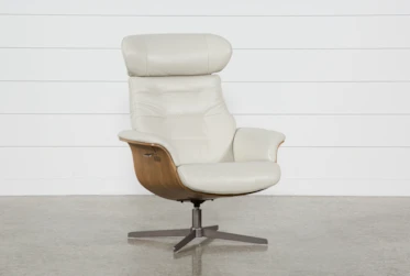 Amala Bone Leather Reclining Swivel Chair With Adjustable Headrest