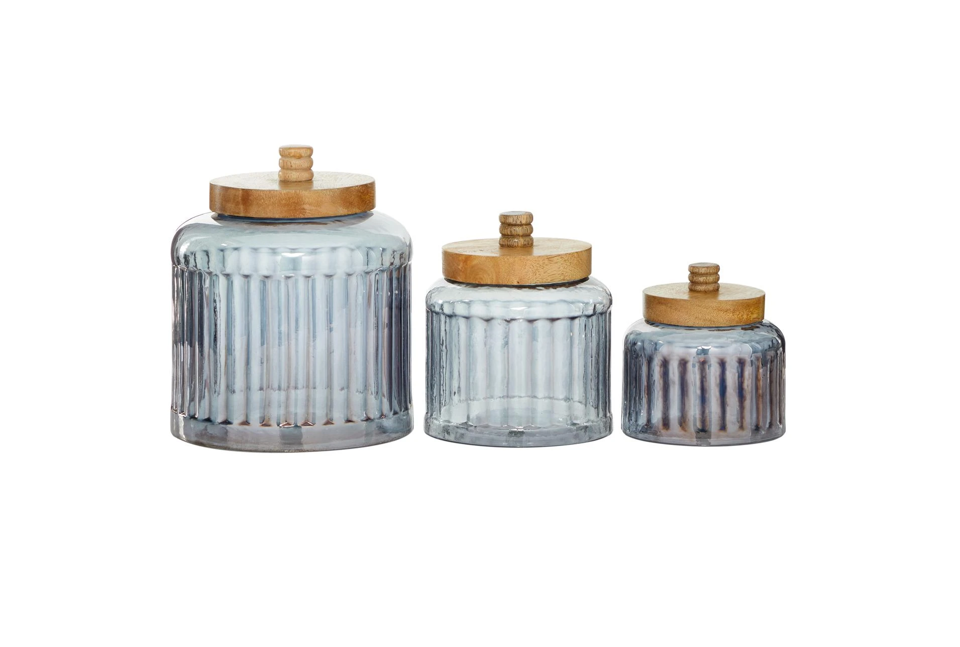 Turnco Wood Goods Glass Jars with Wooden Lids, 4 Sizes, 3 Sets on
