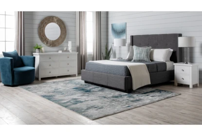 Damon Charcoal California King Upholstered Platform Bed With Strg