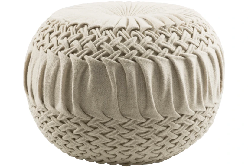 Pouf-Cream Knitted Round - 360