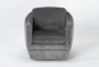 Chadwick Charcoal Chenille 33" Fabric Swivel Barrel Accent Chair