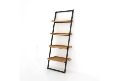 Natural Oak Light Rustic Black Leaning Bookcase Living Spaces