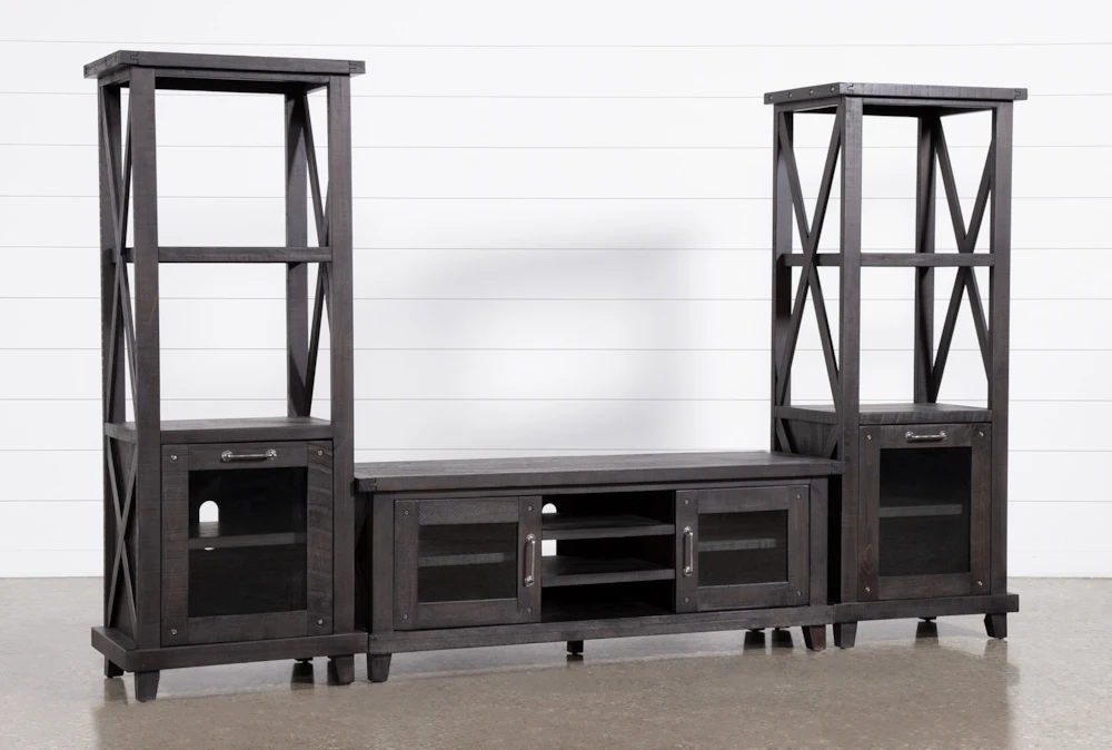 Jaxon 3 Piece Entertainment Center With 65" TV Stand With Glass Doors |  Living Spaces