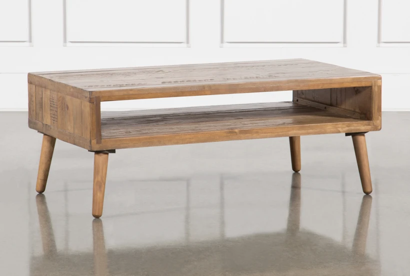 Dakota Natural Rectangle Coffee Table With Storage - 360