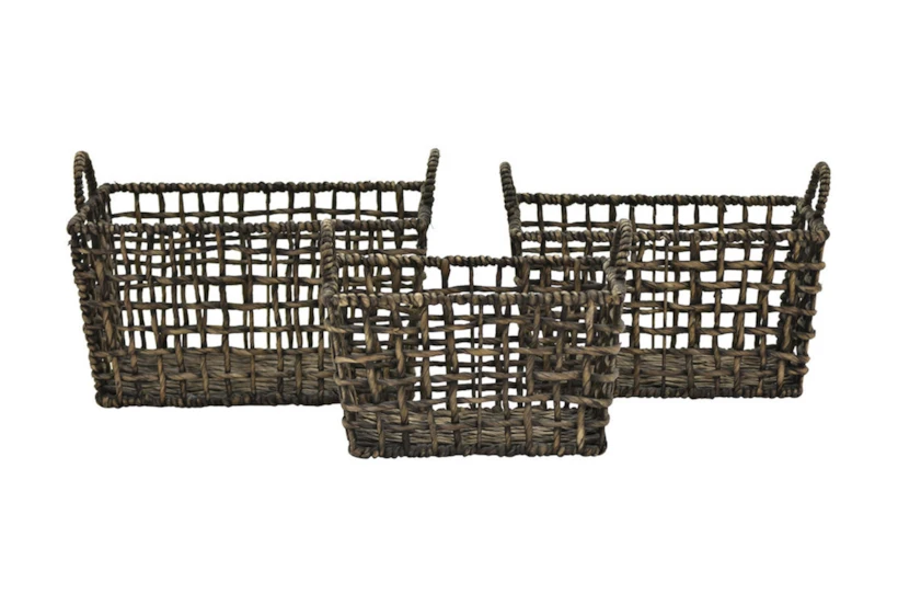 Dark Brown Rectangle Baskets Set Of 3  - 360