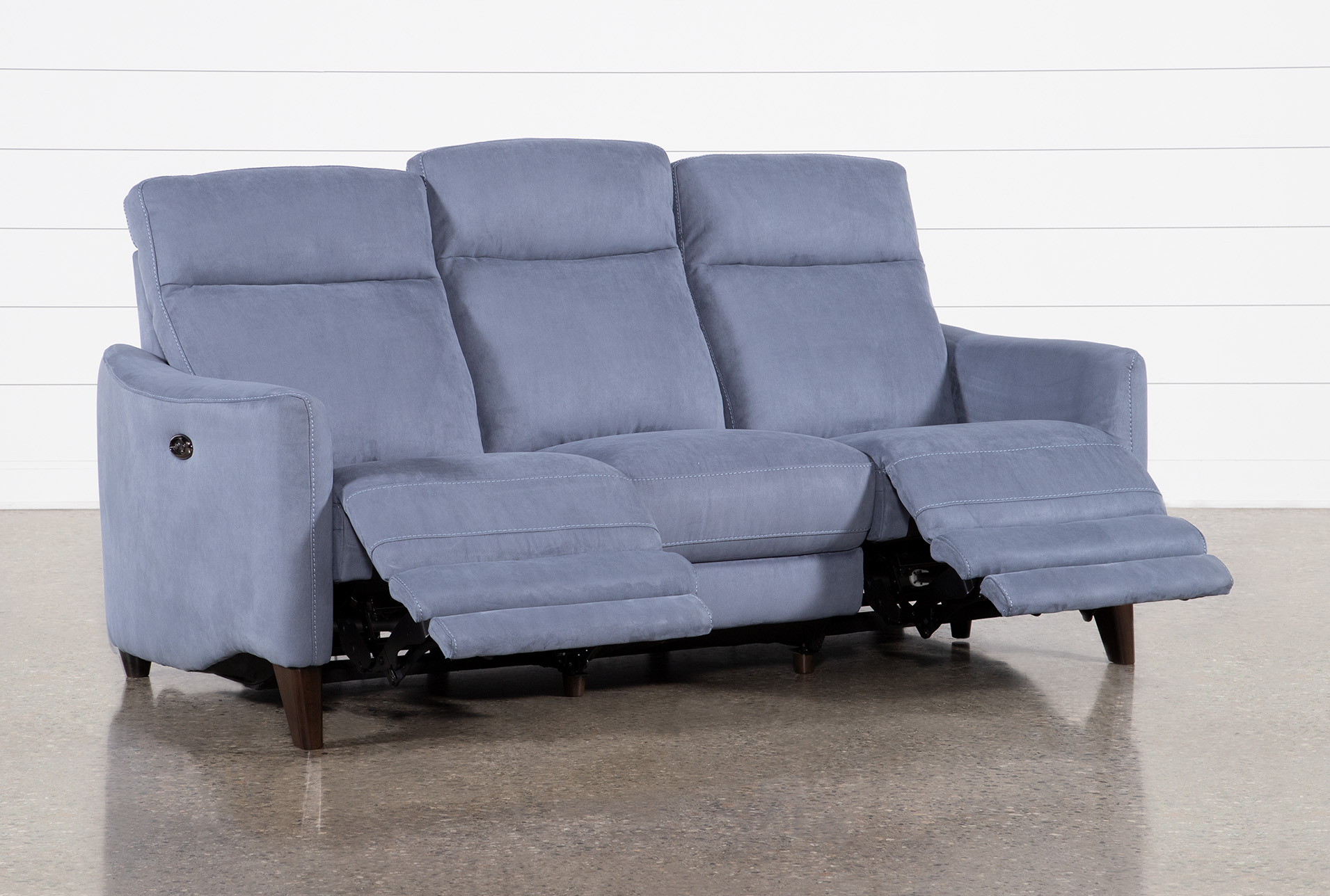 blue reclining sofa