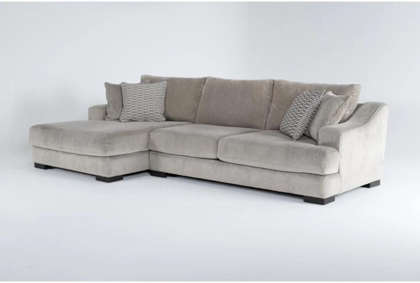 Lodge Fog Grey Chenille 2 Piece 139" Fabric Sectional With Left Arm Facing Oversized Chaise - 360