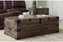 Wally Brown Rectangle Lift-Top Trunk Coffee Table With Storage - Room