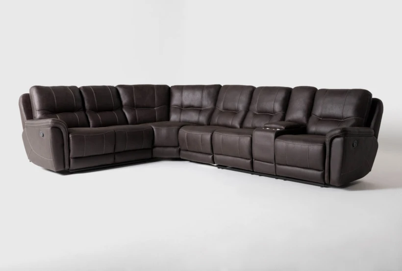 Juniper 128" 4 Piece Manual Reclining Sectional with Right Arm Facing Storage Console Loveseat - 360