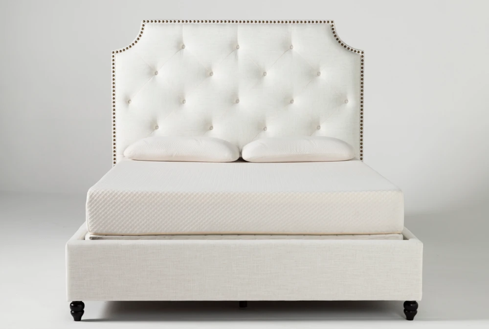 Sophia White II California King Upholstered Panel Bed