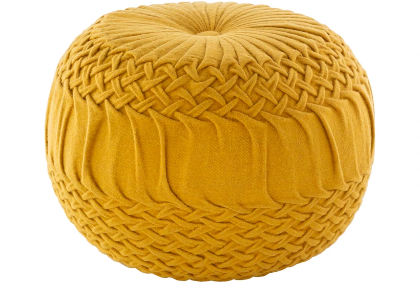 Pouf-Mustard Knitted Round - 360