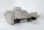 Serena Taupe Leather 87" Power Reclining Sofa with Power Headrest, Lumbar & USB - Recline