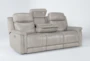 Serena Taupe Leather 87" Power Reclining Sofa with Power Headrest, Lumbar & USB - Recline