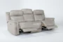 Serena Taupe Leather 87" Power Reclining Sofa with Power Headrest, Lumbar & USB - Side