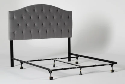 Bella Queen Velvet Upholstered Headboard With Metal Bed Frame Living Spaces