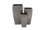 Tapered Rectangular Gray Iron Planters Set Of 3 - Material