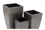 Tapered Rectangular Gray Iron Planters Set Of 3 - Front