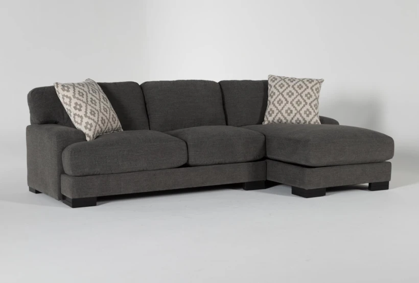 Aidan IV Chenille 2 Piece Grey 111" Fabric Sectional With Right Arm Facing Chaise - 360