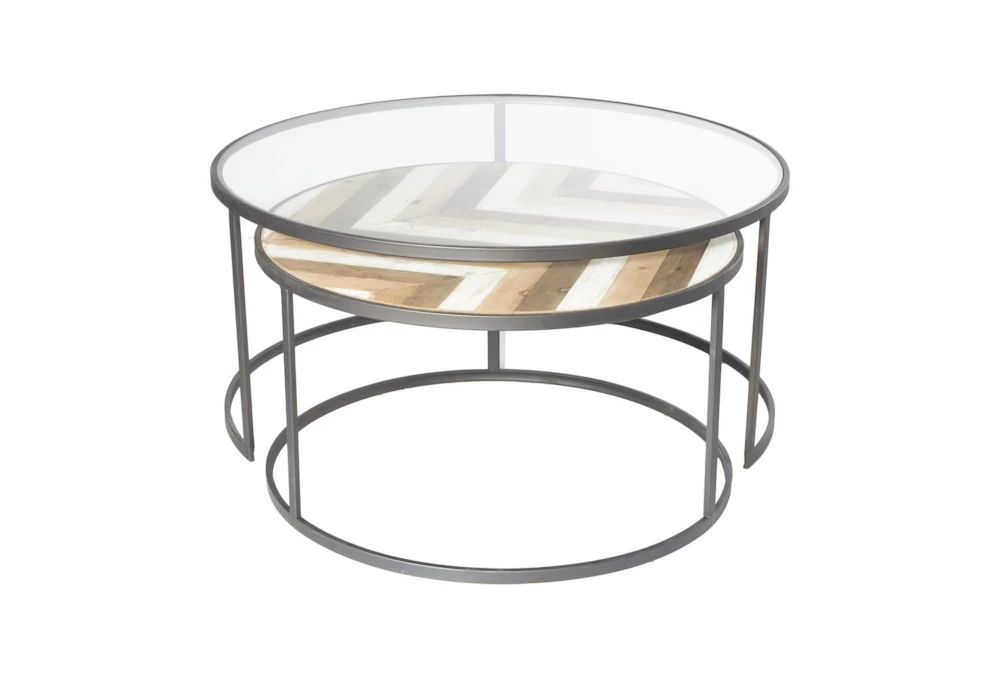 Nini Glass Round Nesting Coffee Table Set Of 2