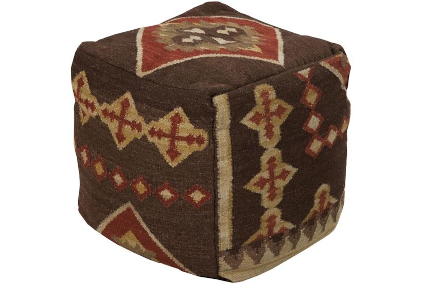 Pouf-Brown Patterned - 360