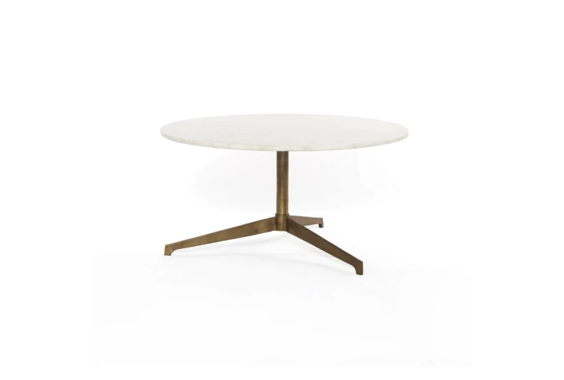 Helen White Marble Top + Metal Base Round Coffee Table - 360