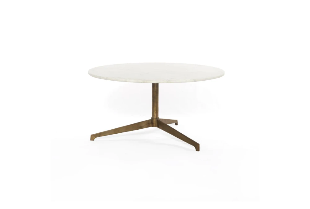 Helen White Marble Top + Metal Base Round Coffee Table