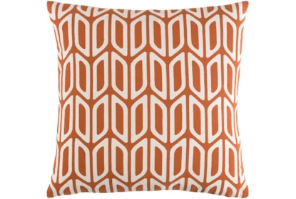 Accent Pillow-Burnt Orange And Cream Geometric 18X18 | Living Spaces